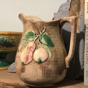 Vintage glazed majolica pitcher